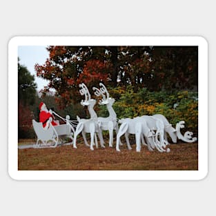 Santa Sleigh And Reindeer Sticker